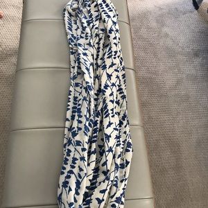 Scarf bird print blue and white